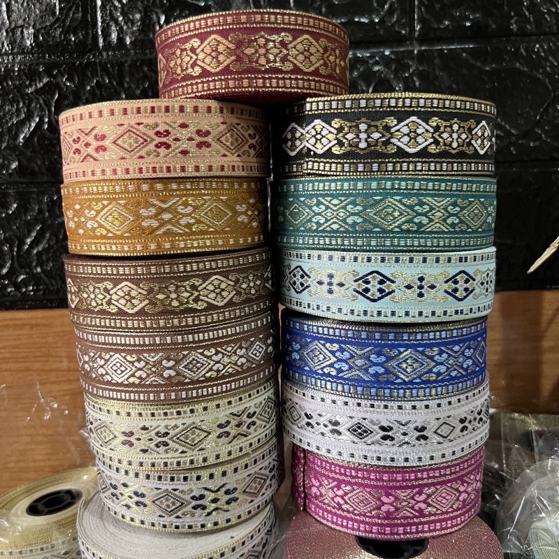 1 Roll Pita Dubai 3cm - Pita Dayak - Renda Dubai - Renda dayak - Renda Tepi