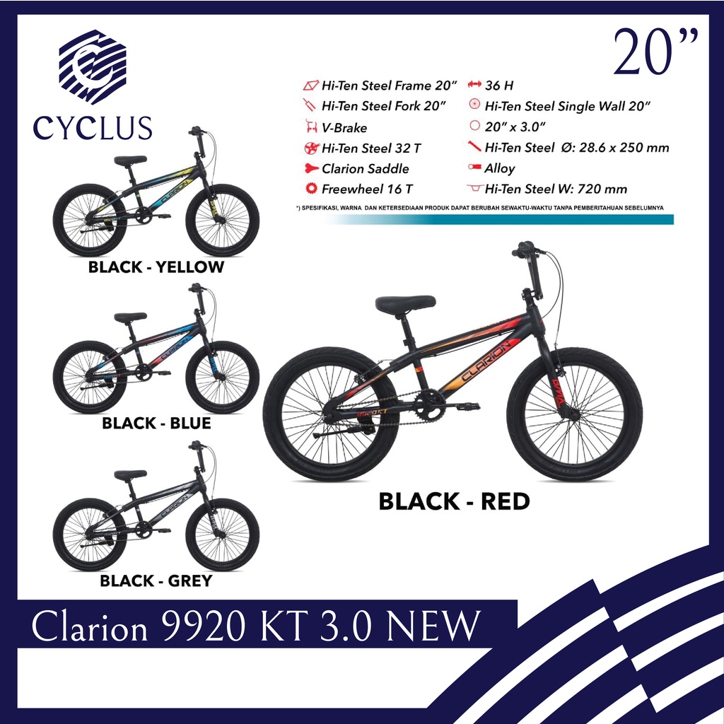 Sepeda BMX Laki Laki Clarion 9920 3.0 KT Ban Besar 20 Inch Anak Dewasa