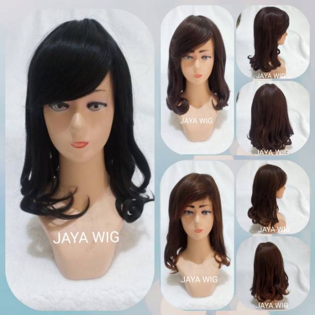 Wig Wanita Wave Sebahu / Rambut Palsu Ikal / Wig Curly /Wig Pendek Gelombang