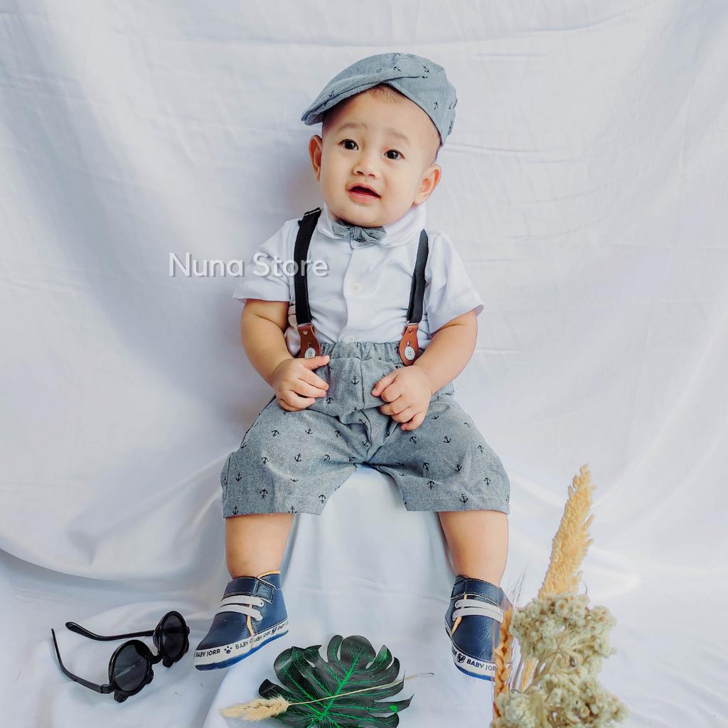 LG Setelan Jumper Suspender Jangkar Anak Bayi Laki-Laki / Setelan Jumper Suspender Bayi 0 - 12 Bulan