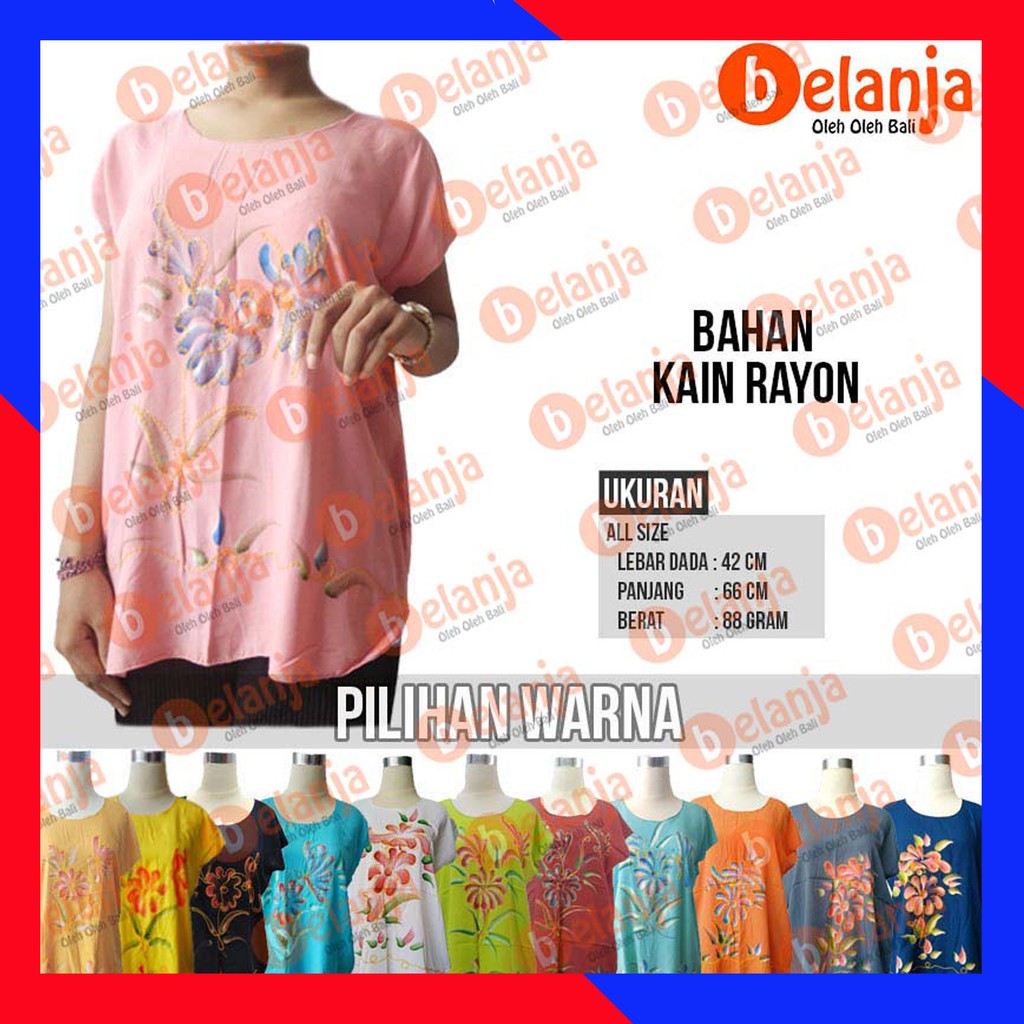 Baju Kaos Atasan Bordir Lukis baju kaos wanita murah oleh oleh bali