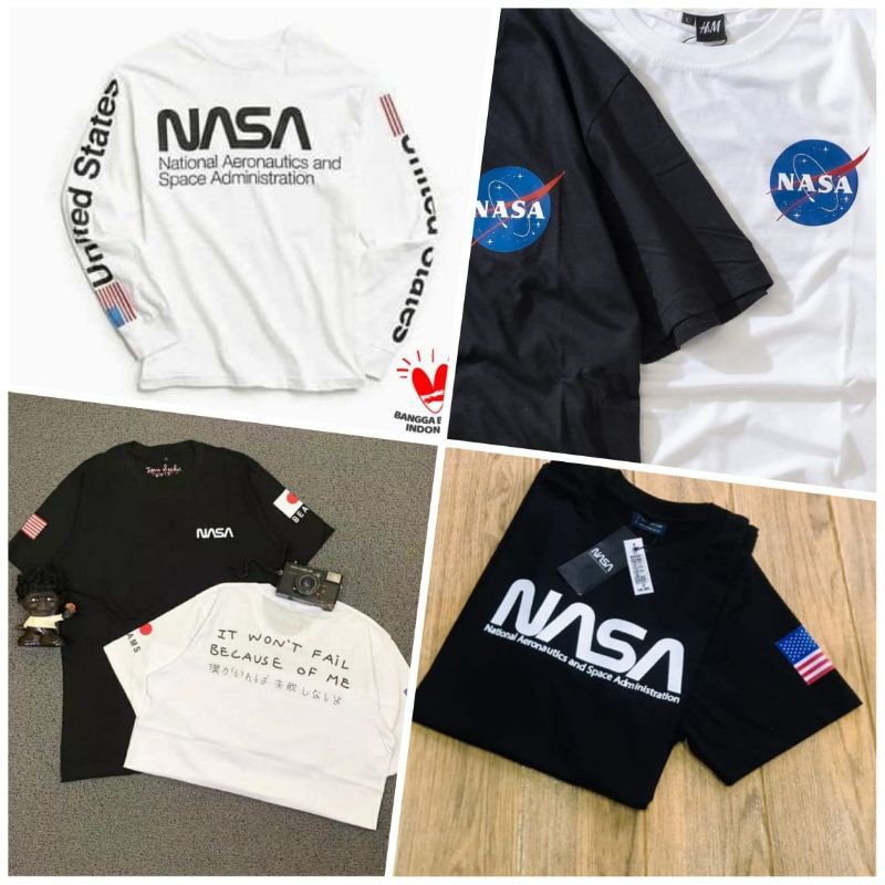 KAOS BAJU FASHION BRAND NASA BEAM JAPAN HNM H&M PRIA WANITA / COD