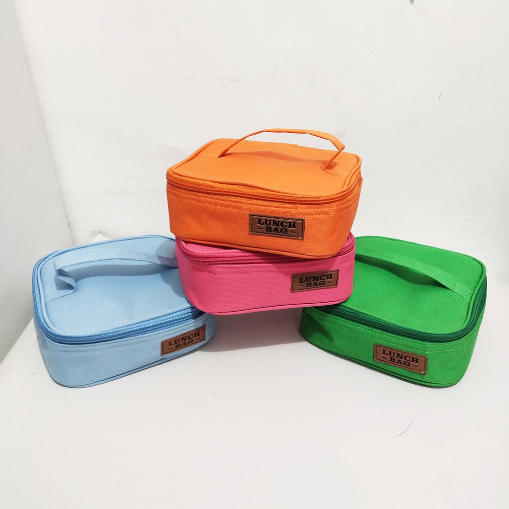 Paket kotak makan plastik Clio dan Tas Bekal mini aluminium foil paket lunch box anak lunch bag set polos