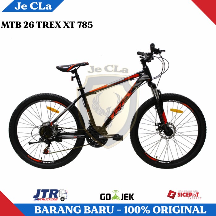 Sepeda Gunung MTB 26 Inch TREX XT 785 Steel 21 Speed Disc Brake Murah - Black Red