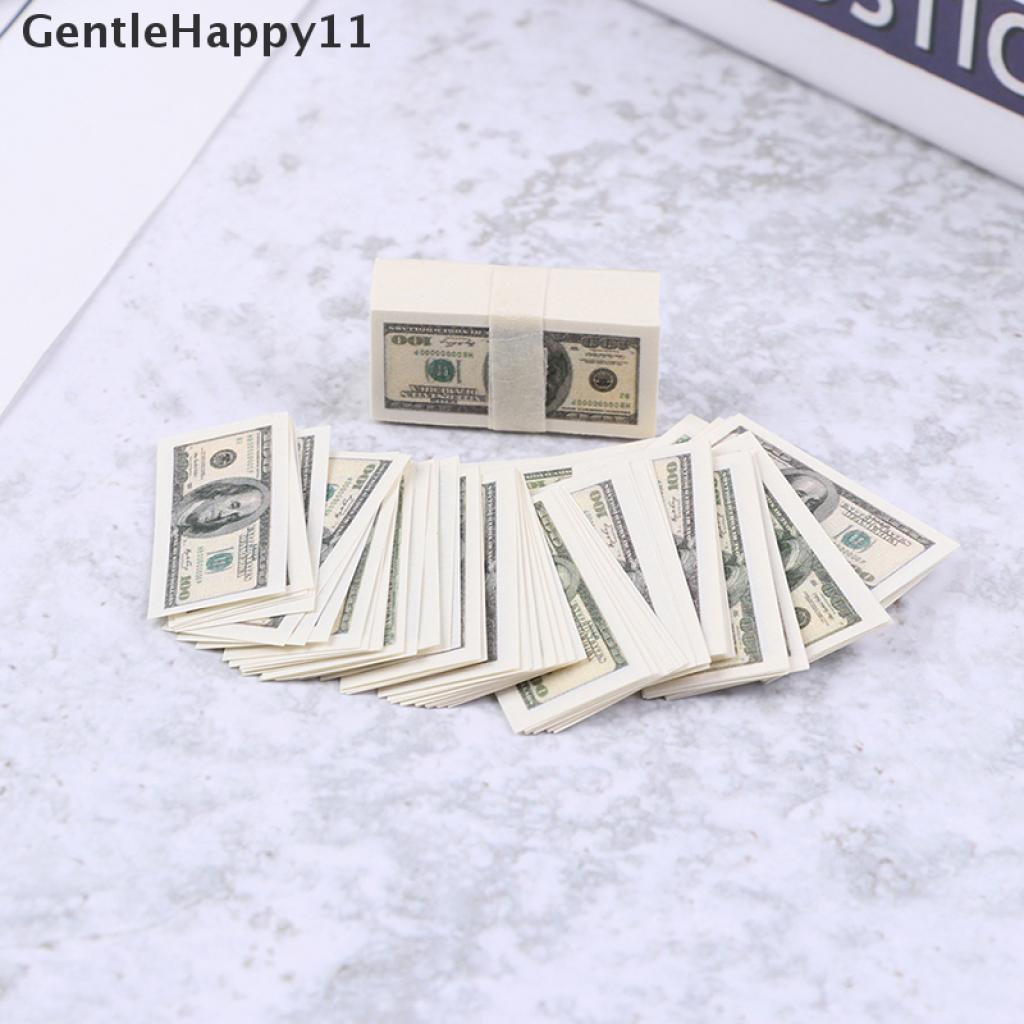 Gentlehappy 100lembar/set Dolar Mini 1: 12rumah Boneka Miniatur Uang Kertas Us $100Lembar