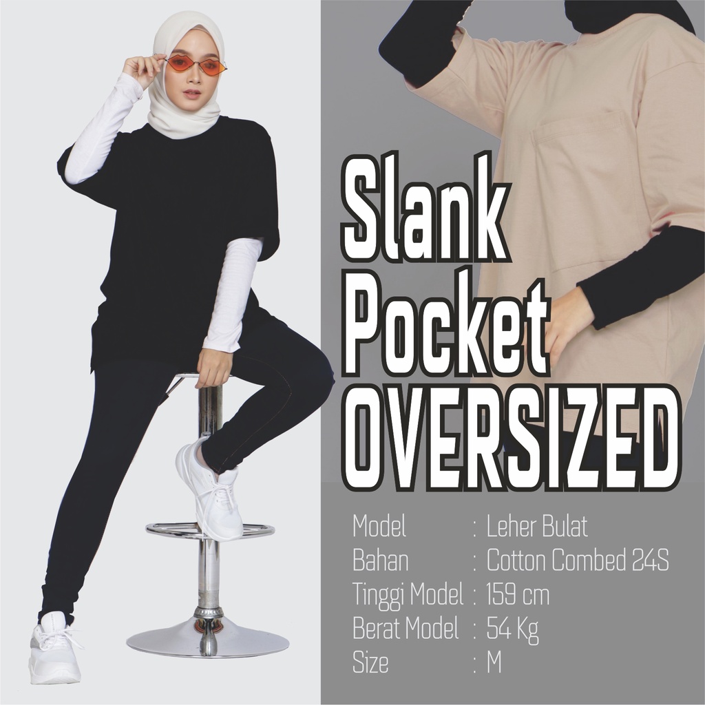 Jual Kaos Polos Oversize Slank Pocket Cotton Combed 24s Jumbo Pria