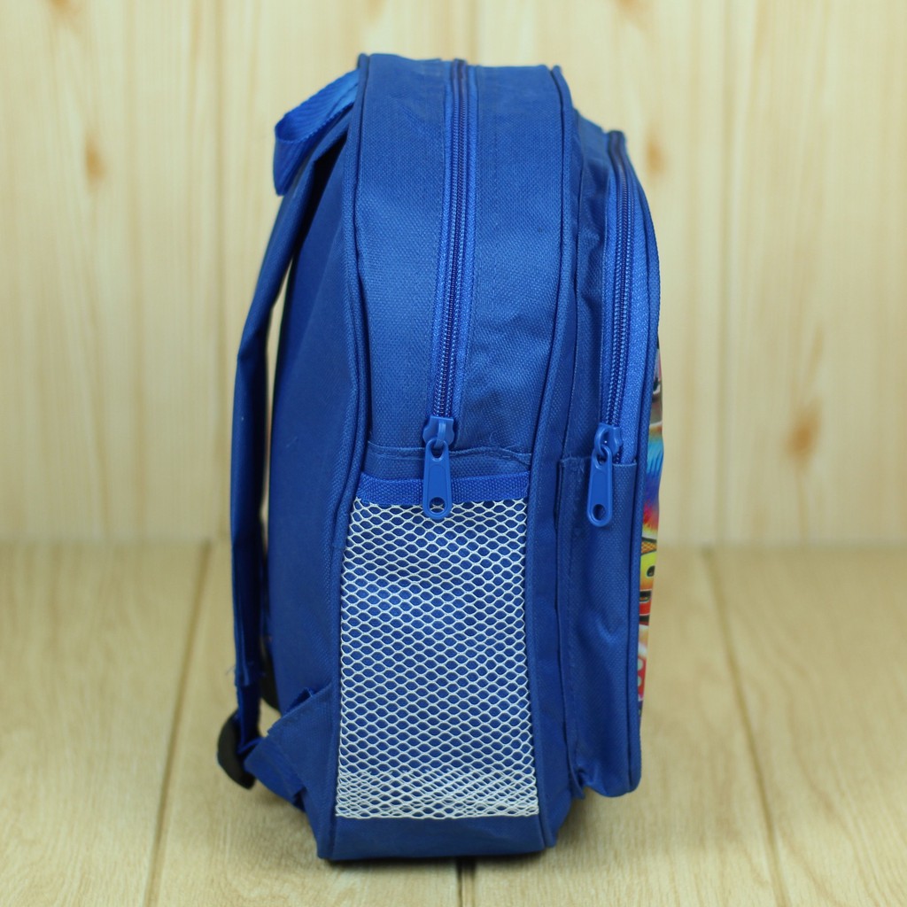 Tas Gendong Anak Laki Laki PAUD Motif Cars Biru Bahan Polyester Tebal Kuat Berkualitas