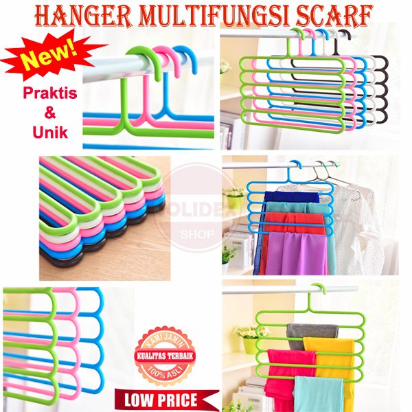 Gantungan Jilbab Hanger Susun 5 Laundry Gantungan Celana Multifungsi Scarf