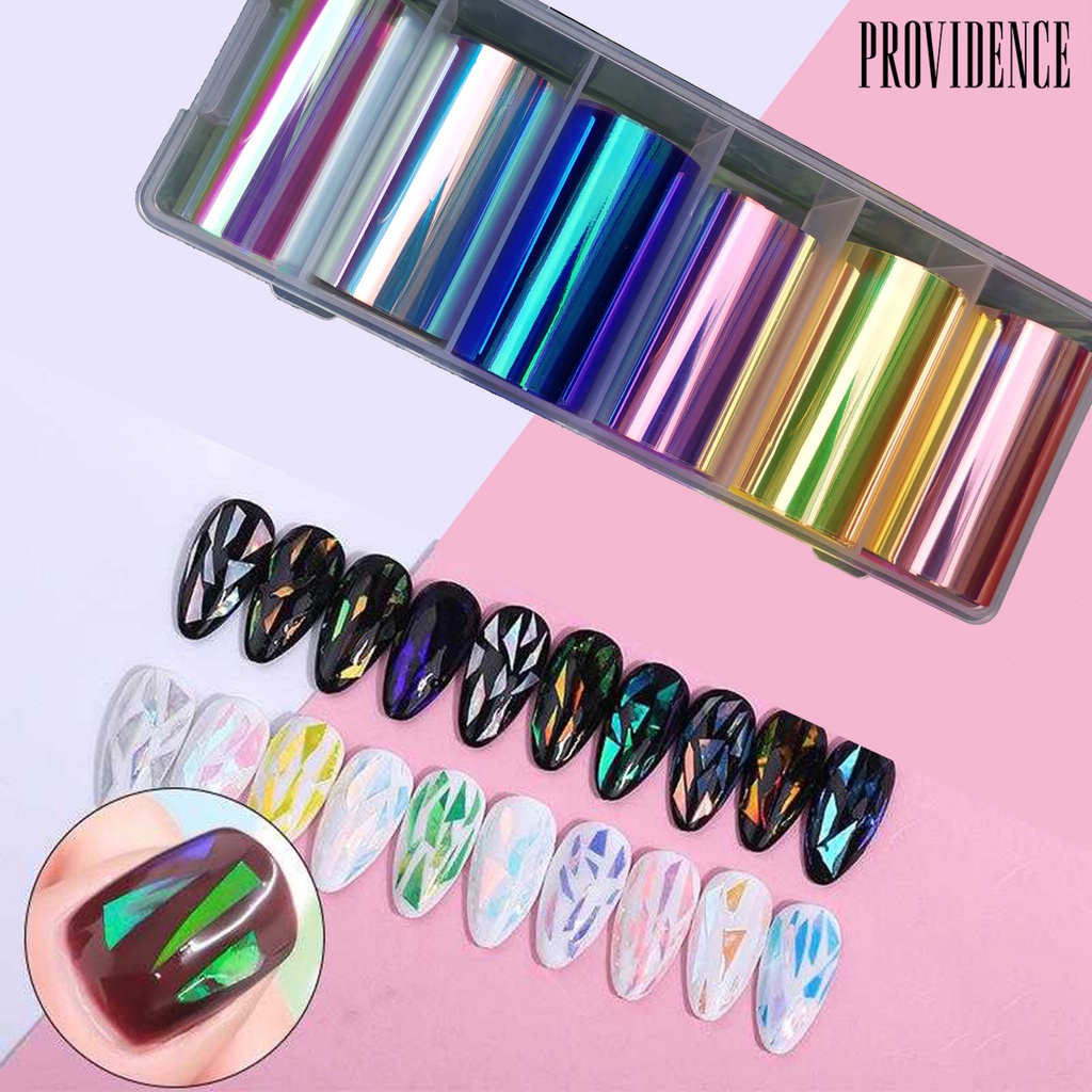 Providence 6Pcs/Set Nail Paper Aurora DIY Transparent Cellophane Paper Korean Nail Glass Foils for Female