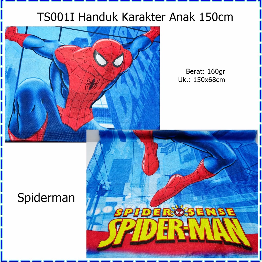 TS001I Handuk Karakter Anak 150cm-Spiderman
