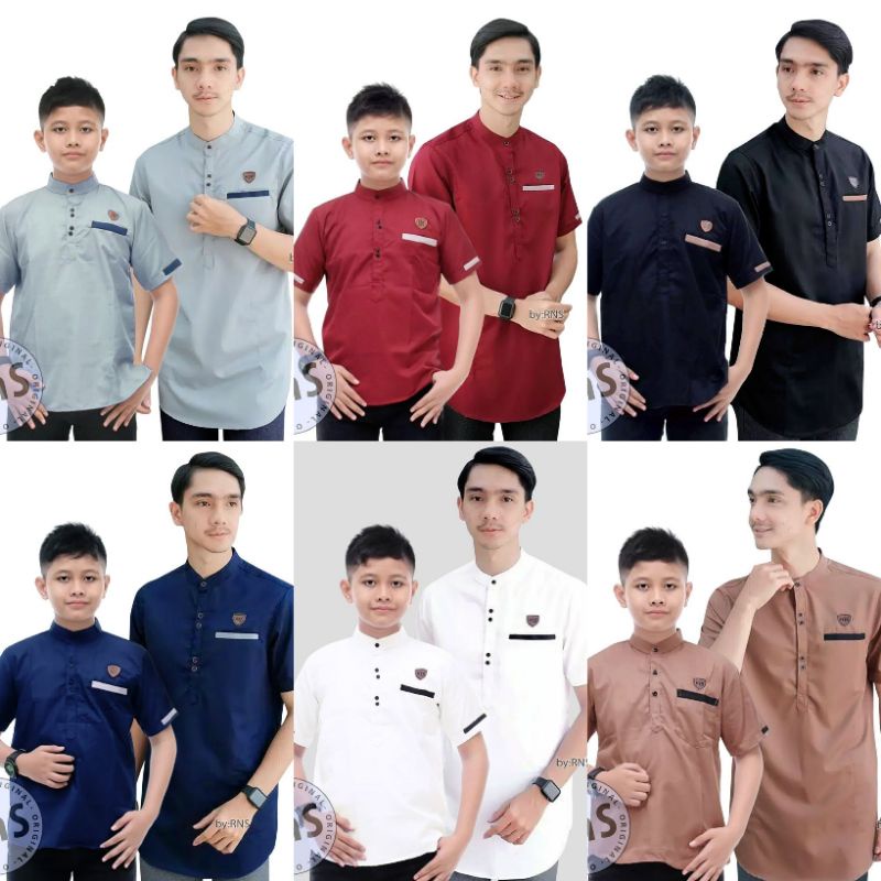 BAJU KURTA KEMEJA KOKO KEMKO PASANGAN COUPLE ANAK AYAH LENGAN PENDEK TERBARU ORIGINAL AGERA