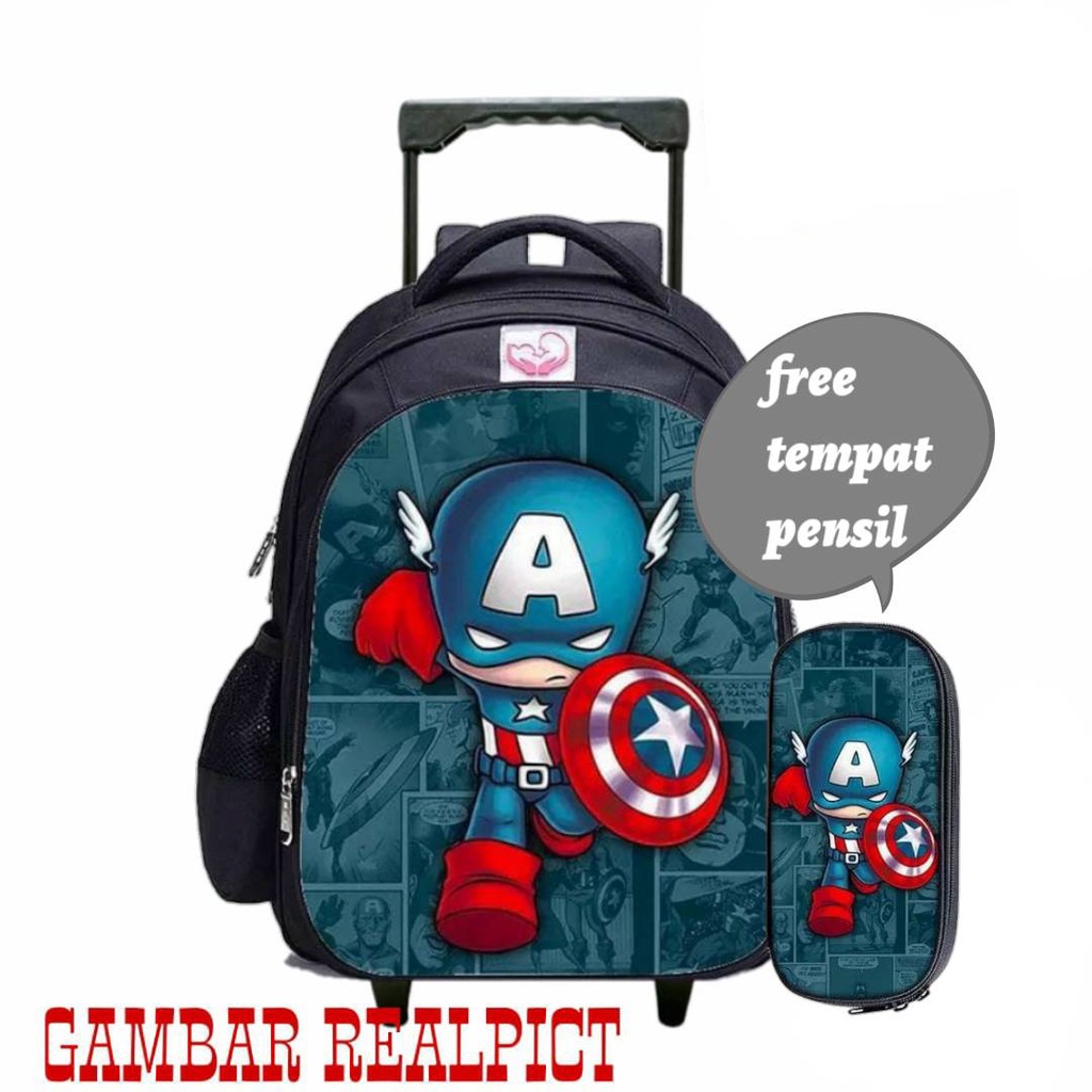 Tas Ransel Troli Anak Laki Laki Hero 2 In 1 Ransel Sekolah Paud TK SD