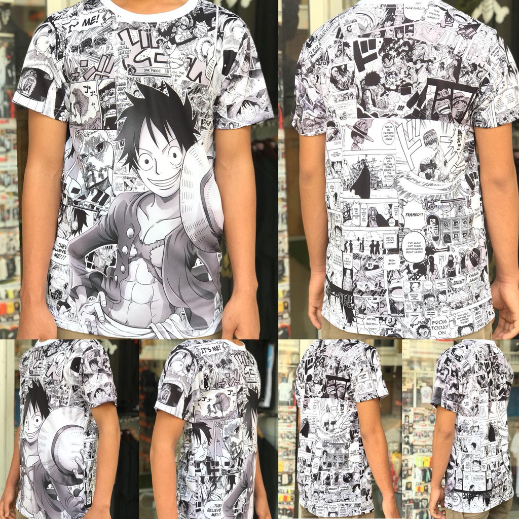 Tshirt Luffy Onepiece Fullprint Black White