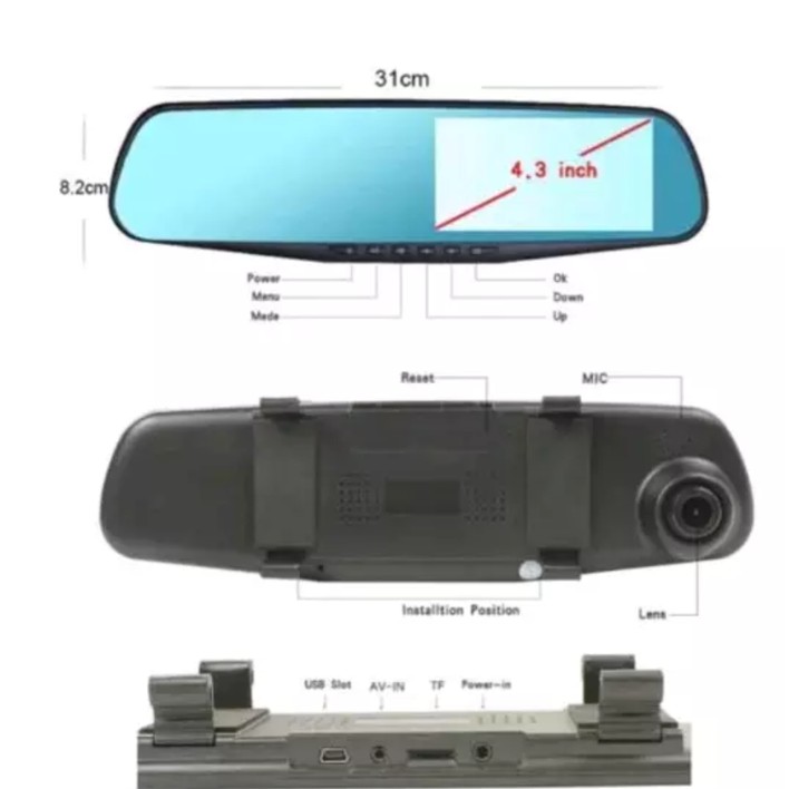 car camera dvr mirror front and rear camera - Hitam kamera mobil