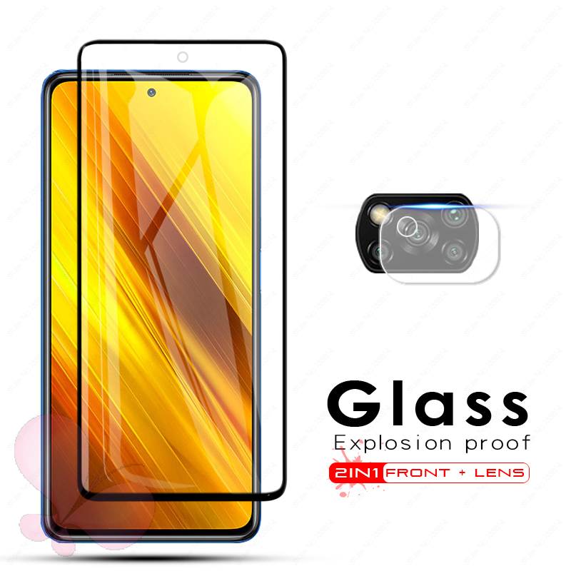 Pelindung Layar Tempered Glass 2 in 1 Untuk Xiaomi POCO M3 POCO X3 NFC Redmi 10A 9T 9 9C 8 8A Dual 8A Pro Redmi Note 9 9s 9pro 8 9 Note7