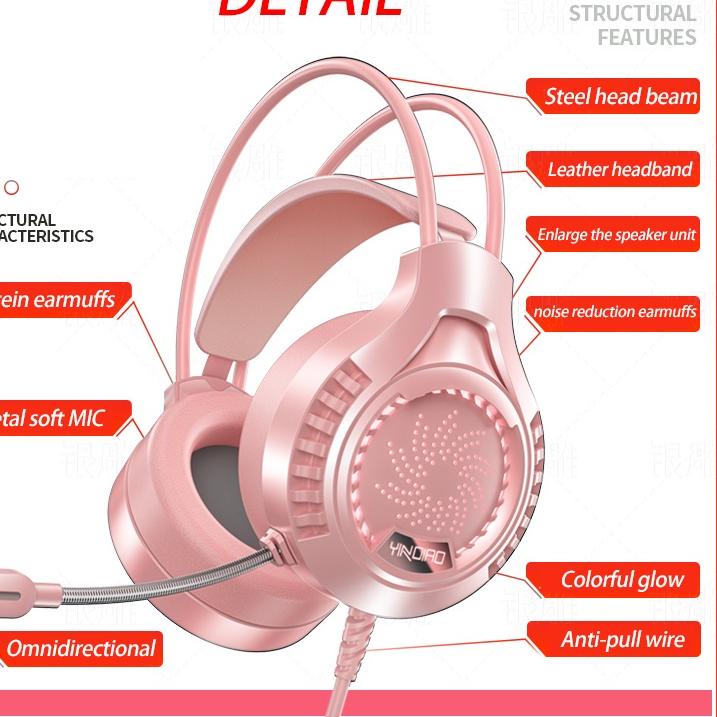 [DISCOUNT LHG69] Headset bando Gaming with Microphone noise cancelling Headphone besar Wired headfon