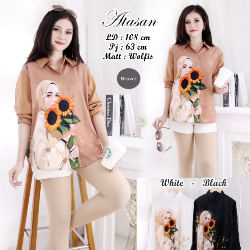 Kemeja Atasan Bunga Woolpeach Import