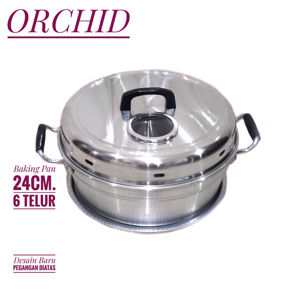 A1 Orchid Panci Panggang Kue Bolu Baking Pan 22cm/24cm Gagang Diatas Tutup