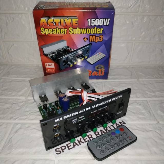 Kit Amplifier Speaker aktif Subwoofer + MP3 Stereo PMPO 1500Watt