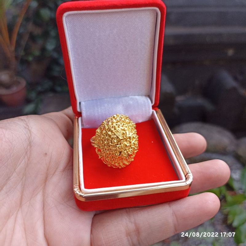cincin perak ukiran bali lapis emas
