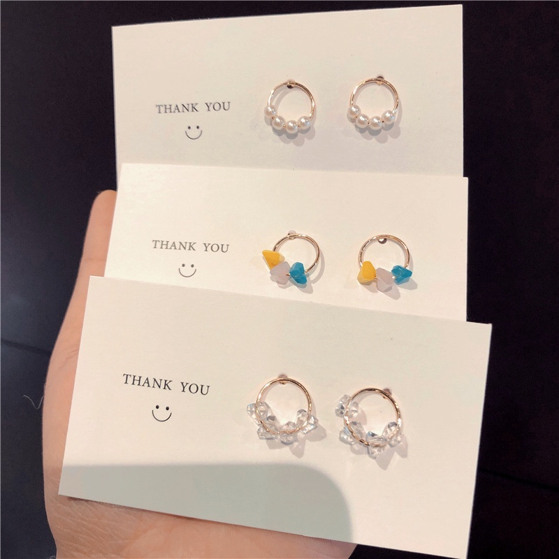 Anting Stud 925 Silver Aksen Kristal Gaya Korea Untuk Wanita