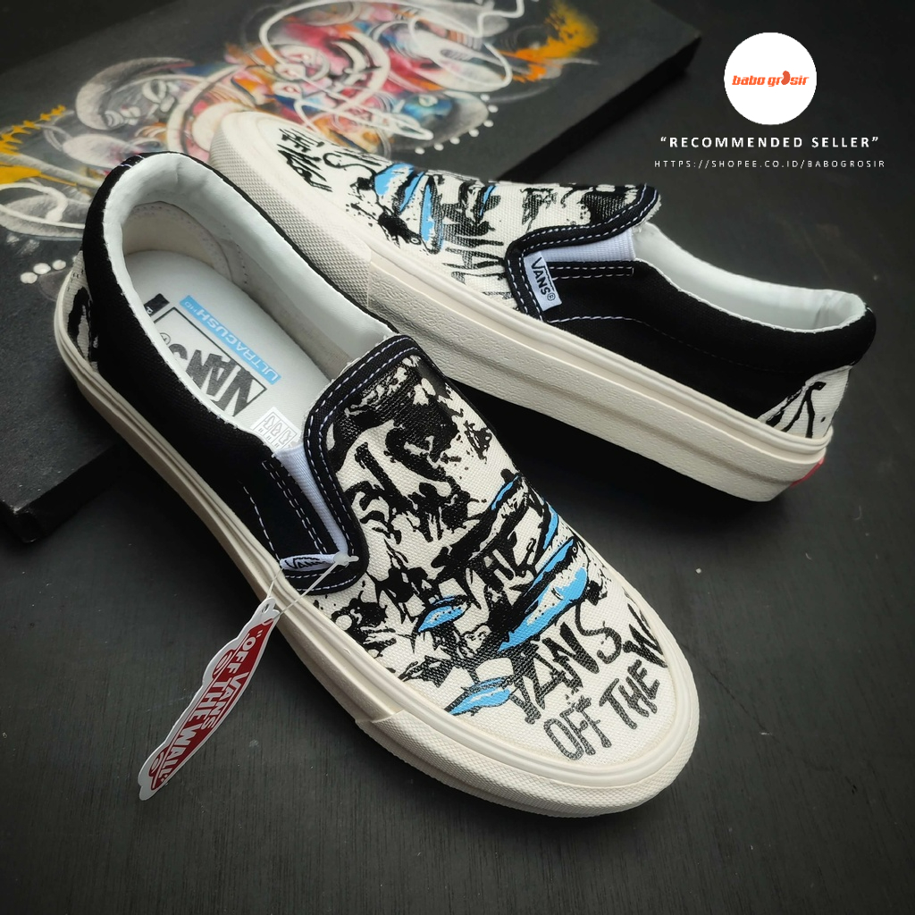 Sepatu Vans Slip On Vault X Ralph Steadman Black Tuna, BNIB Premium Import, Harga Murah, Top Quality