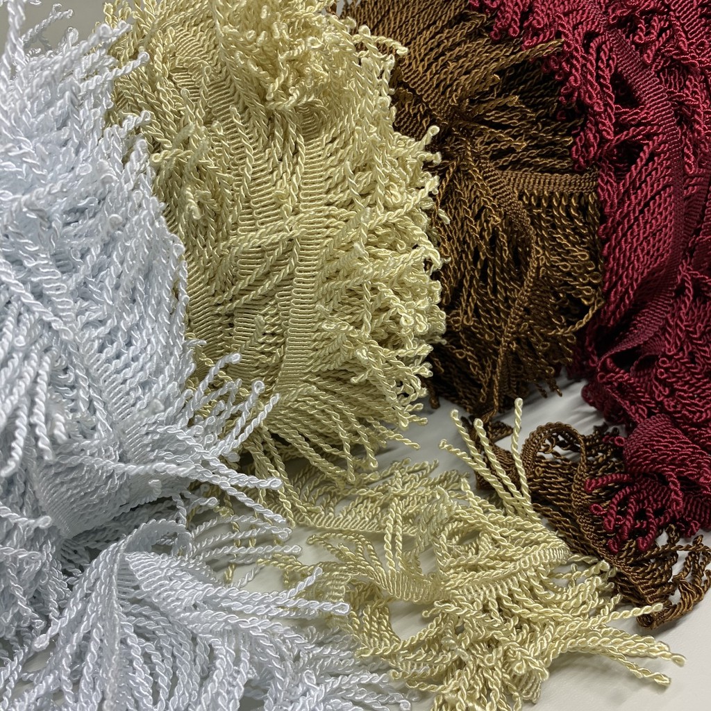 Renda Tassel/Rumbai Tebal Merah, Coklat, Emas, Putih untuk Gorden atau bantal