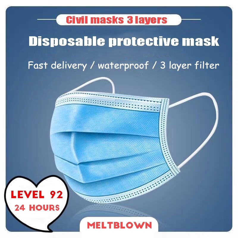 Masker Sensi 3ply Warna Biru (isi 1 pcs)