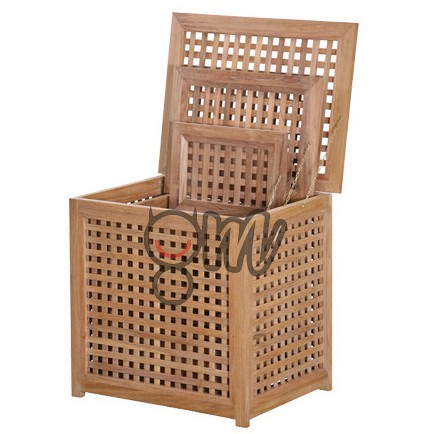 Set Laundry Box Kayu Jati - Tempat Pakaian Kotor Jati