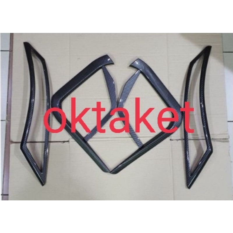 garnish depan atas bawah all new Pajero + Triton 2019 2020 2021 2022 full carbon