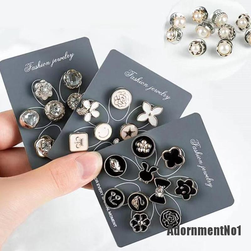 (Adornmentno1) 10pcs / Set Bros / Pin Aneka Desain Hias Mutiara Praktis Anti Silau Untuk Aksesoris Pakaian