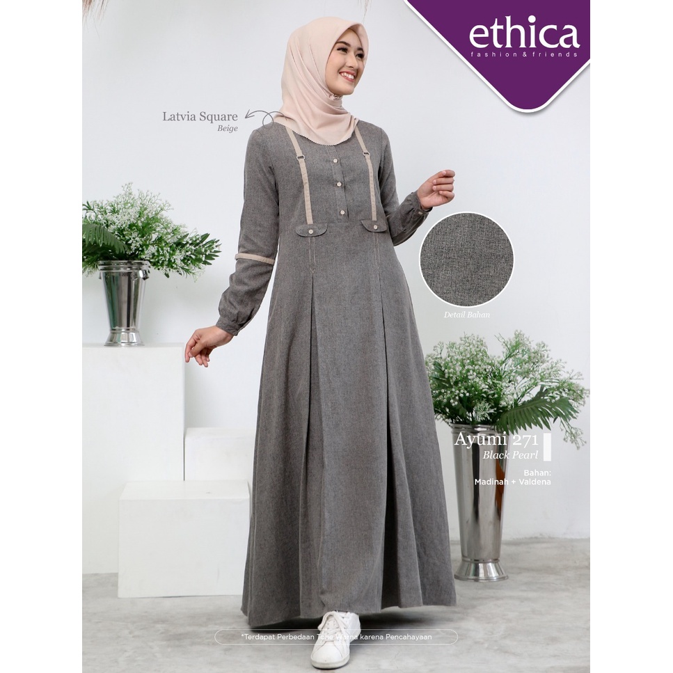 PROMO akhir tahun GAMIS AYUMI 271 BLACK PEAR ORI BY ETHICA