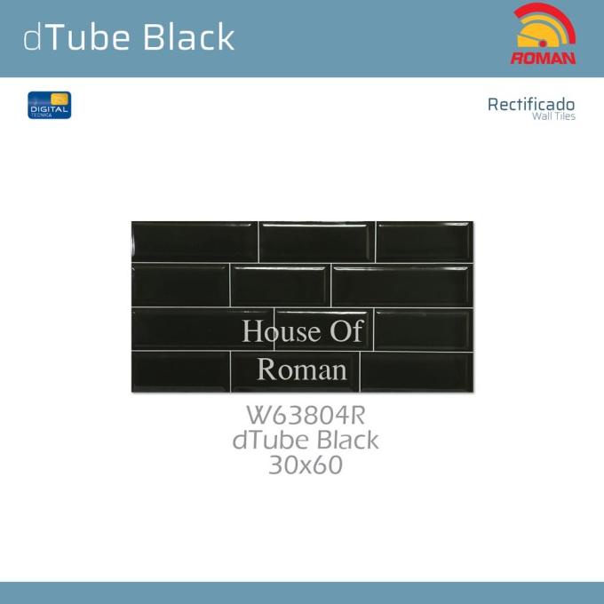 KERAMIK LANTAI ROMAN KERAMIK dTube Black 30x60R W63804R (ROMAN House of Roman)