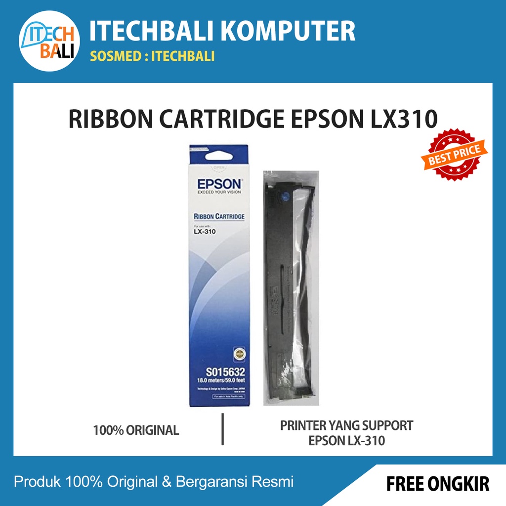 Pita Epson LX-310 S015632 Original |Epson Ribbon Cartridge