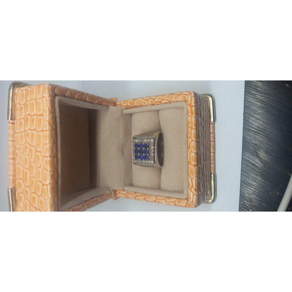 Cincin berlian pria natural safir bahan perak