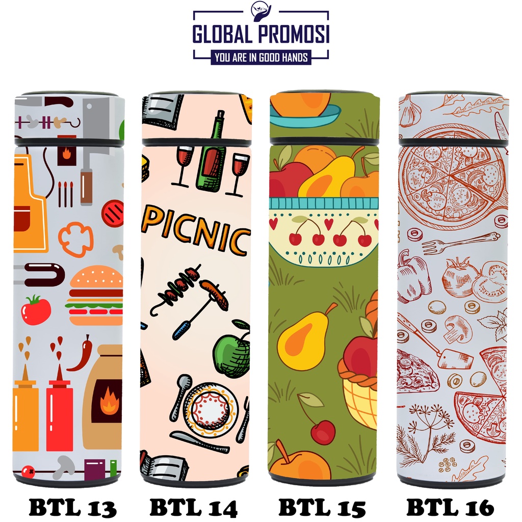 Souvenir Botol Minum Tumbler Print UV Motif FOOD/ MAKANAN Untuk Gift Personal / Corporate