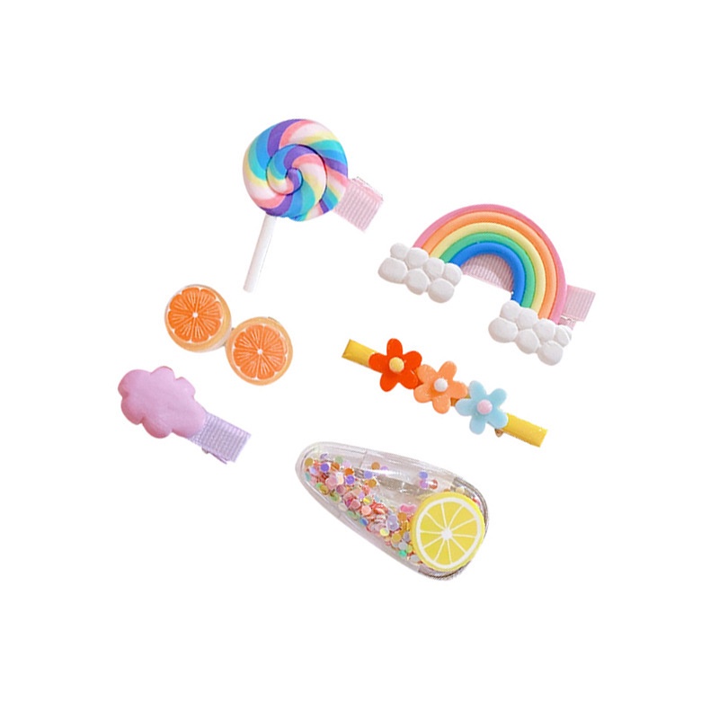 [14Pcs/Set Little Girls Korean INS Style Small Cute Baby Animal Flower Rainbow Decoration Bangs Clip Sets ] [Girls Sweet Style Hairpin Cartoons Hairpin] [Kids Daily Fashion BB Barrettes]