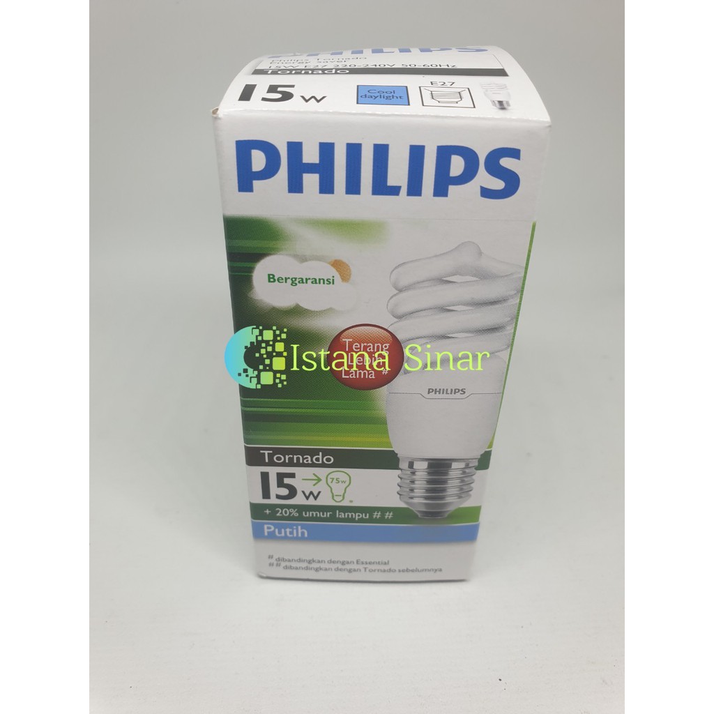 Lampu Spiral Philips Tornado 15Watt, 15W, 15 Watt, 15 W Lampu ulir