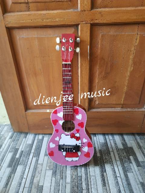 Ukulele/gitar ukulele motif hello kitty/ukulele karakter hello kitty/Kentrung/kado