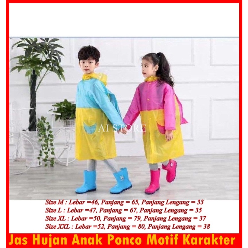 Jas Hujan Anak Ponco Motif Karakter | Kids Raincoat 4-13Thn Jas Hujan Anak Ponco