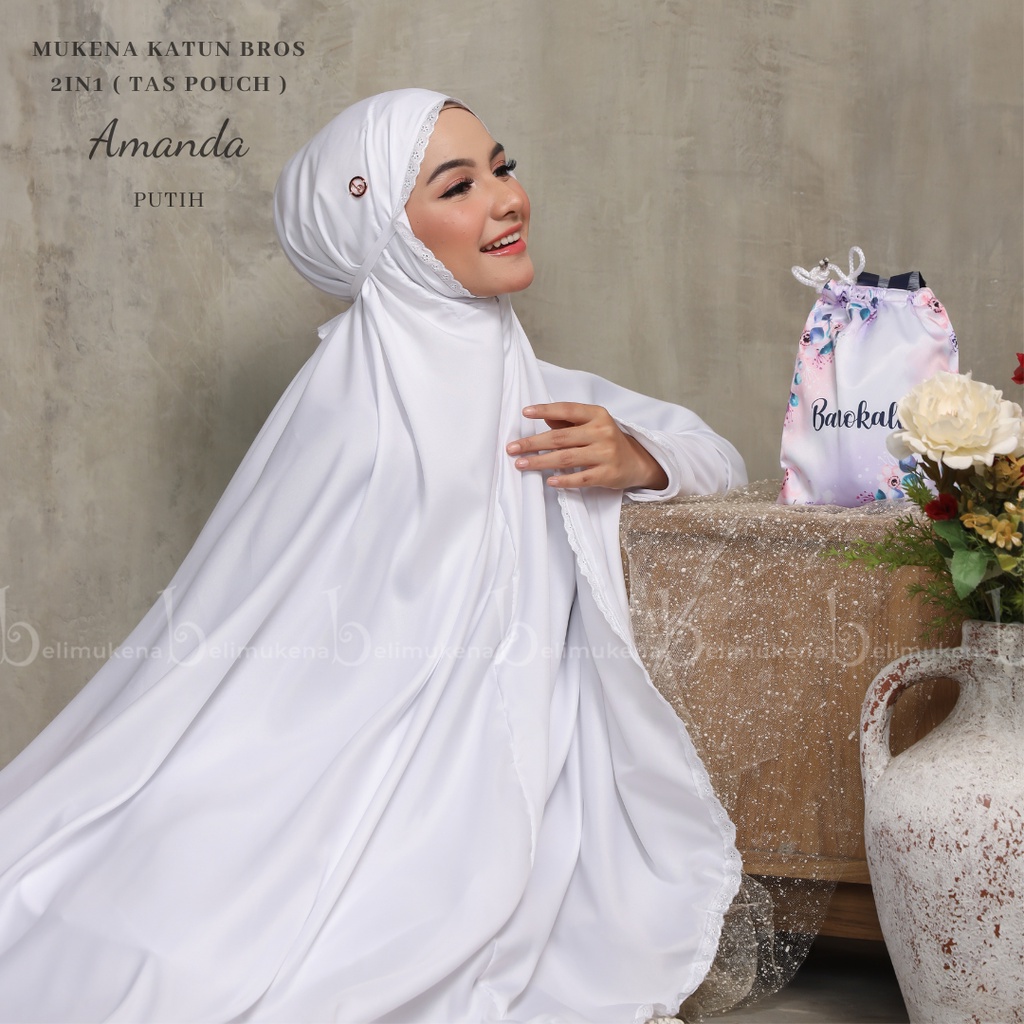 Mukena Dewasa Katun 2in1 Bros Tas Pouch Amanda