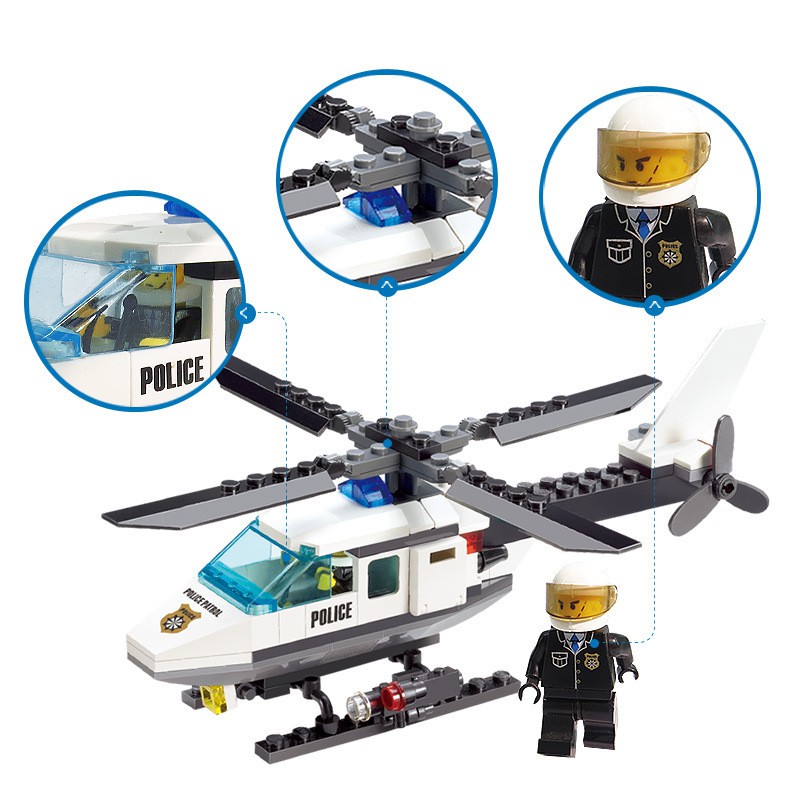 102pcs police helicopter children birthday gift Kid toys