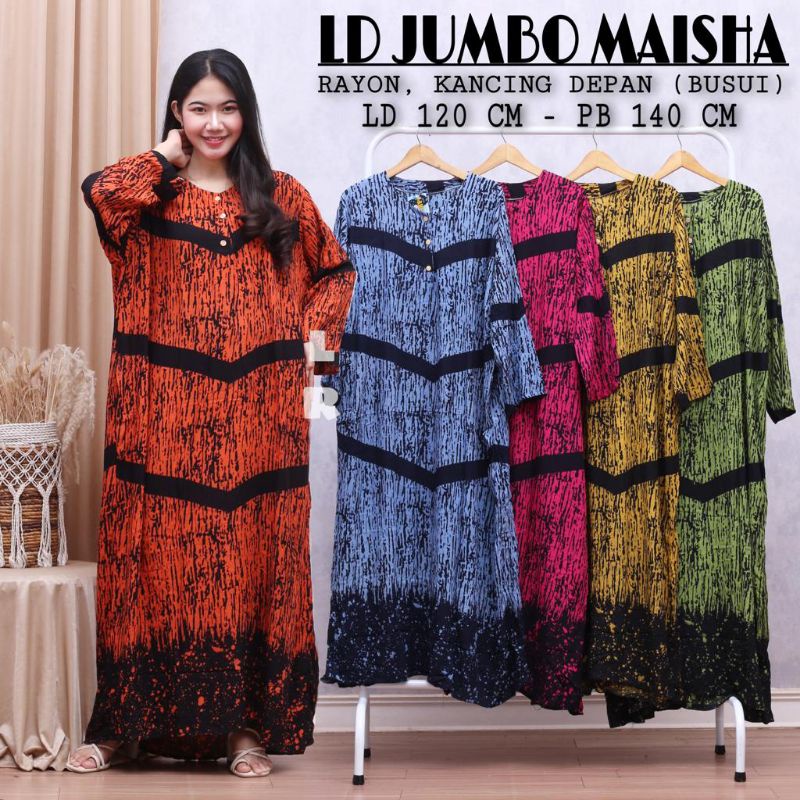 DASTER BATIK SUPER JUMBO Lengan panjang ld 140 Daster jumbo lengan panjang busui kancing depan