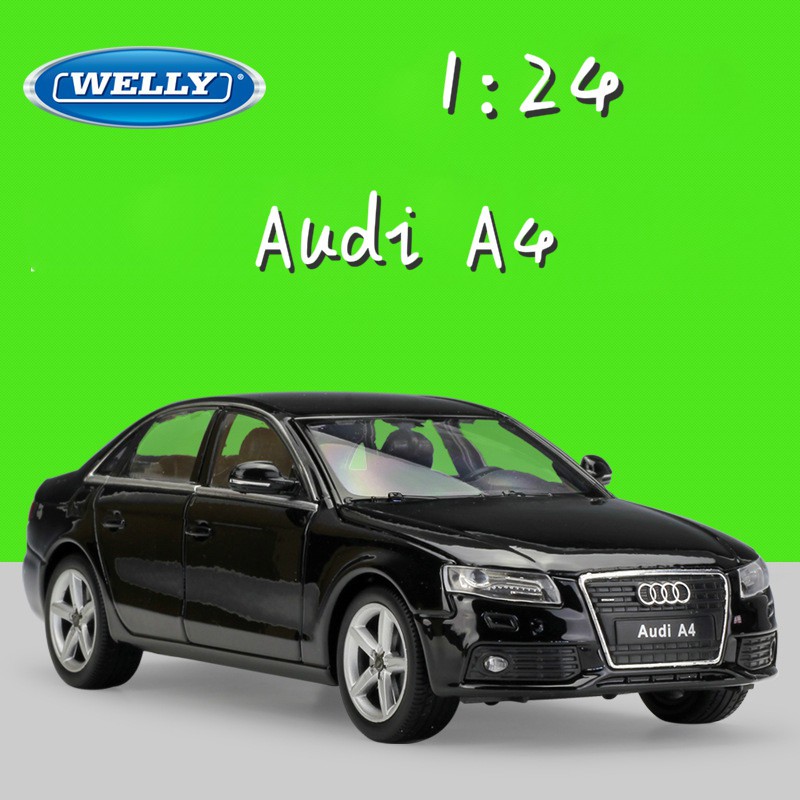 Import WELLY Diecast 1:24 Scale Simulator Metal Model Car Audi A4 Vehicle Toy Car Classic Alloy
