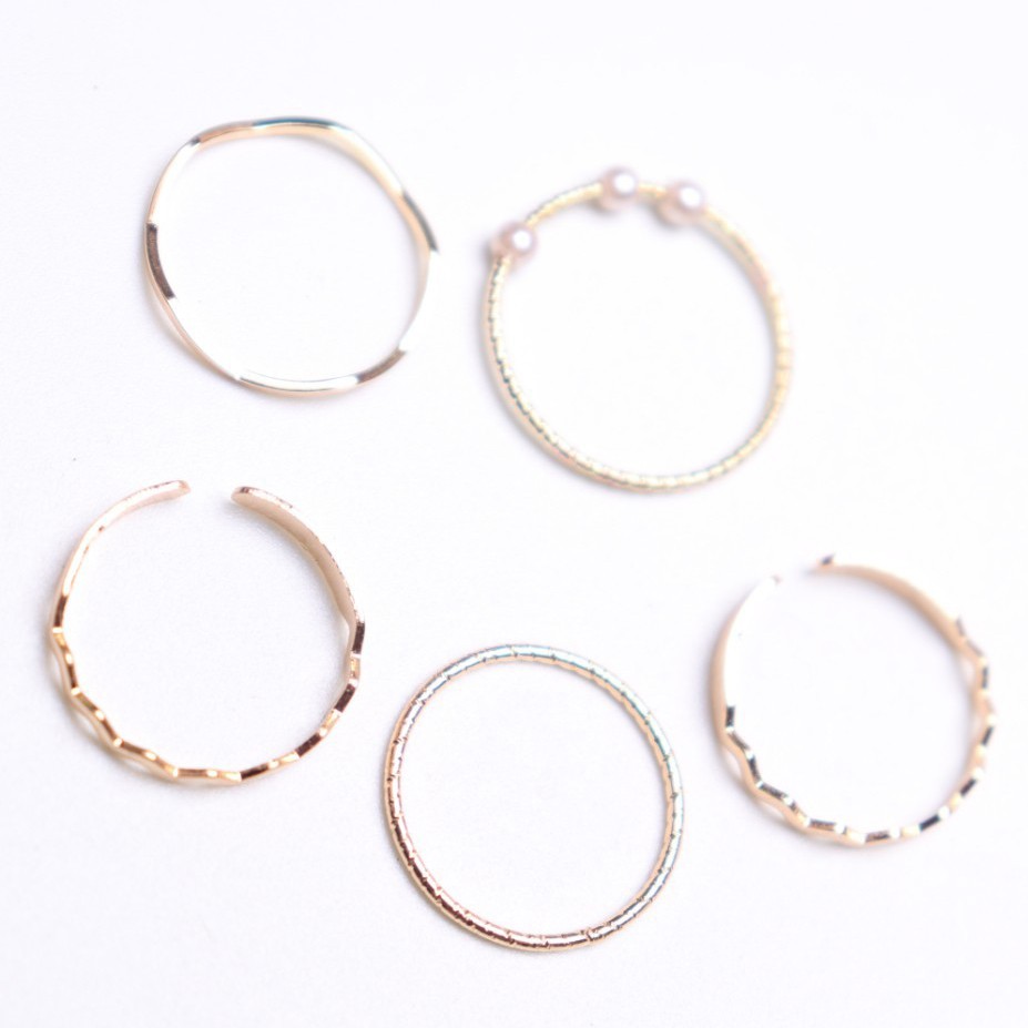 5PCS/SET Cincin wanita kasual mutiara fashion Korea