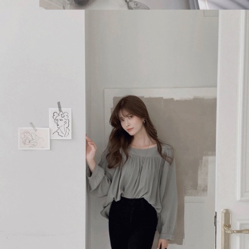 【xiaozhainv】Kemeja wanita bahan sifon satin longgar korea-8