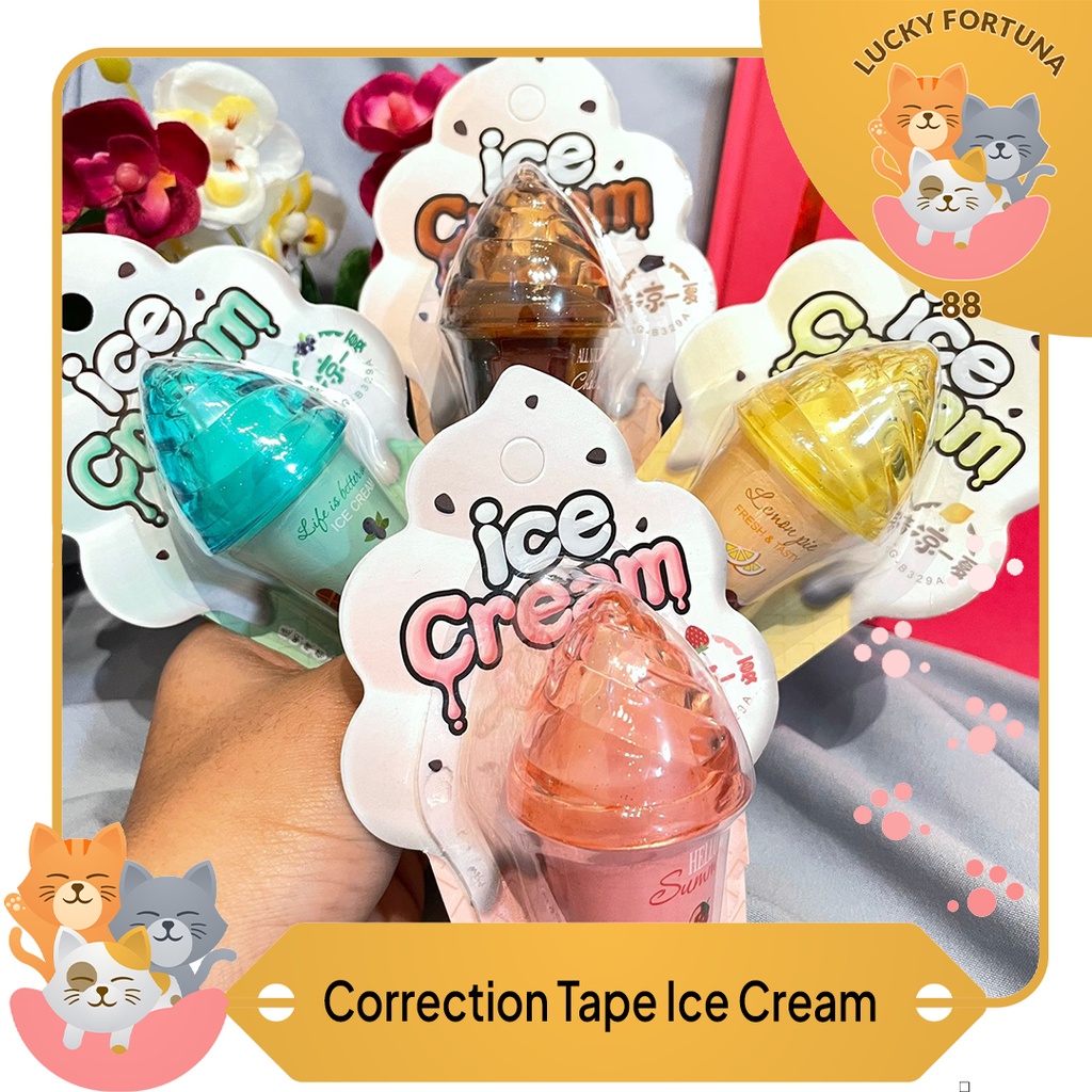 

[LuckyFortuna88] Correction Tape Bentuk IceCream Cone Tipex Bentuk Ice Cream Cone Alat Tulis sekolah Alat tulis sekolah