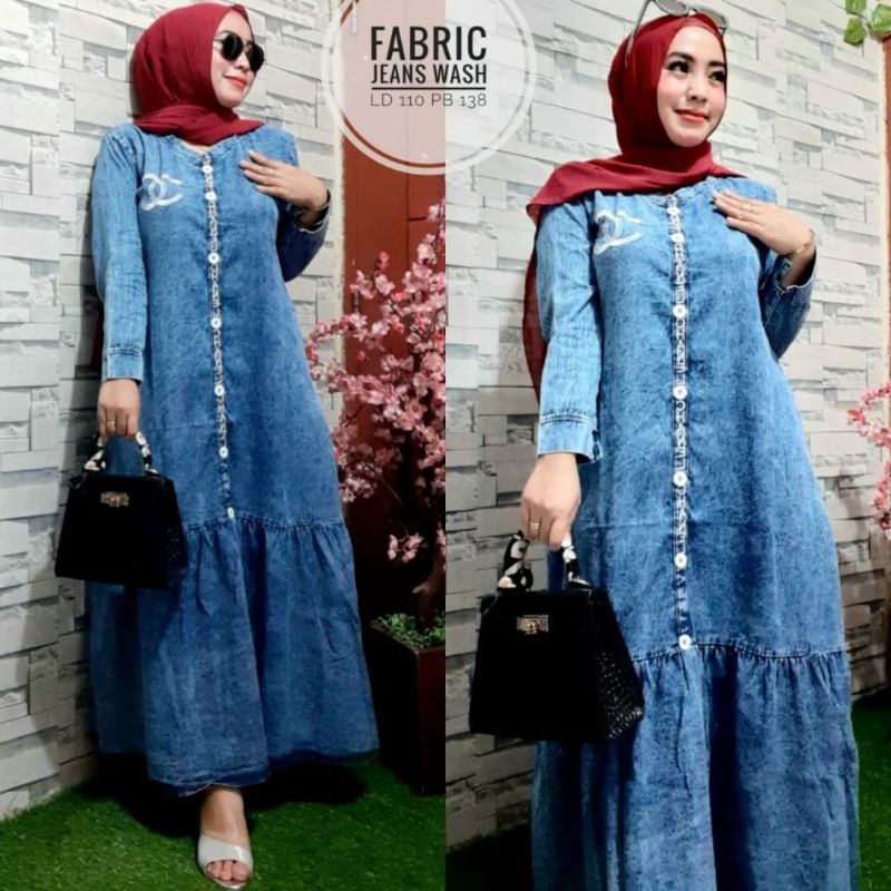 Gamis Levis / Denim / Jean Wash Busui Bordir C a n e l #02