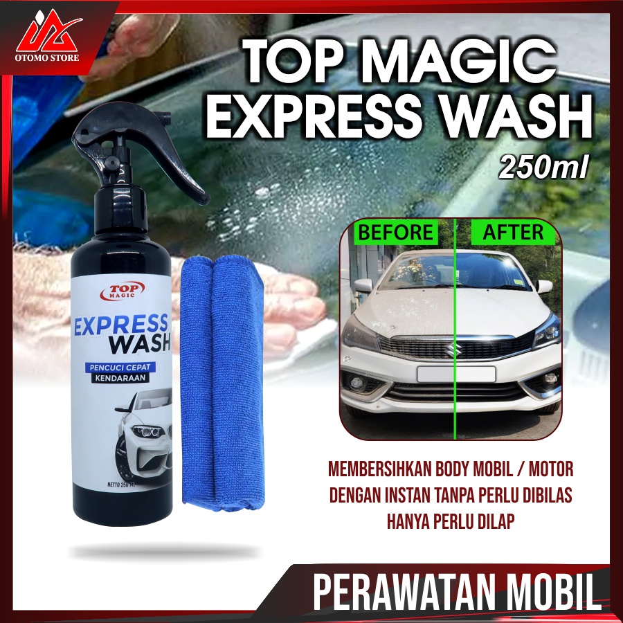 TOP EXPRESS WASH 250 ML Gratis Lap Microfiber Wash Waterless Cuci Mobil Motor Tanpa Air Original Murah