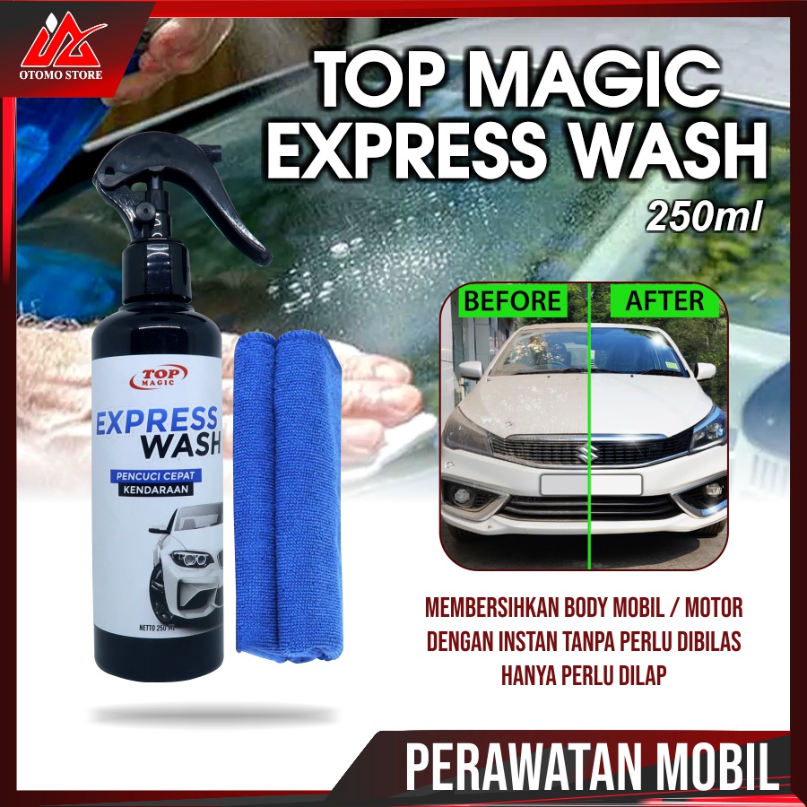 Sabun Cuci Waterless Shampoo Motor Mobil Tanpa Sentuh Tanpa Bilas Waterless Wash Top Express Wash Cuci Mobil Motor Tanpa Air 250ml Bonus Lap Microfiber